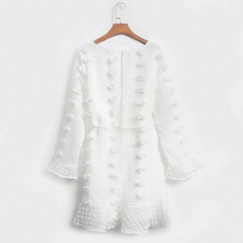 Rochie elegantă de damă cu mâneci lungi în alb-negru