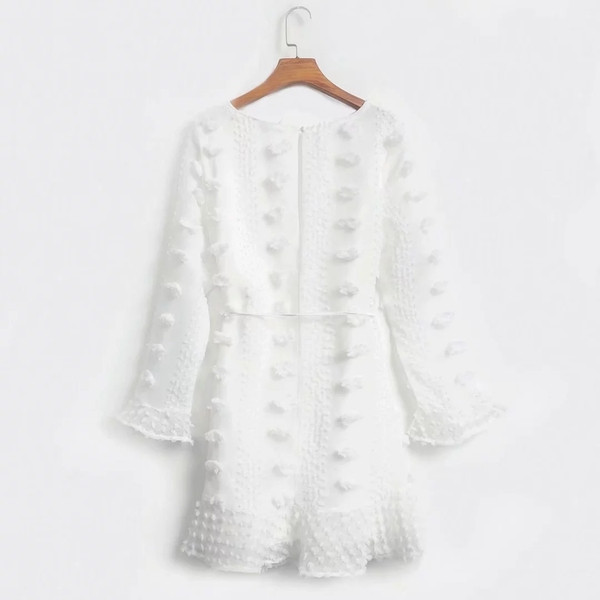 Rochie elegantă de damă cu mâneci lungi în alb-negru