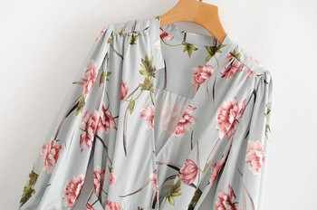 Rochie moderna de dama cu nuante florale in albastru