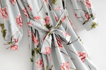 Rochie moderna de dama cu nuante florale in albastru