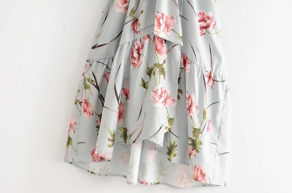 Rochie moderna de dama cu nuante florale in albastru