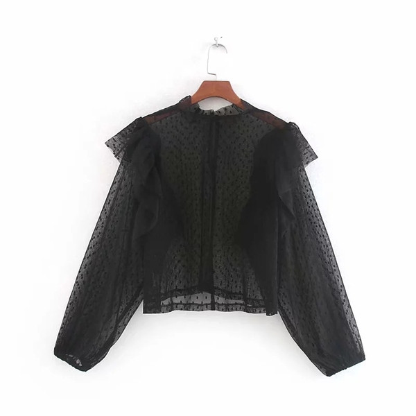 Bluză de damă modernă cu buline de culoare neagră