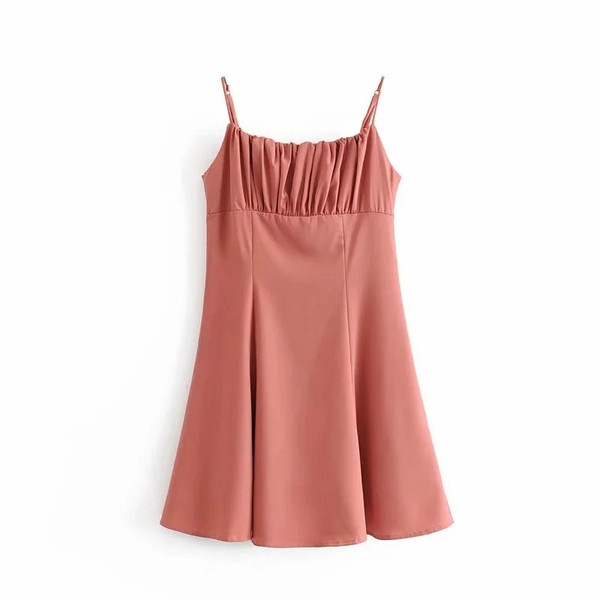 Rochie casual dama cu bretele - culoare roz