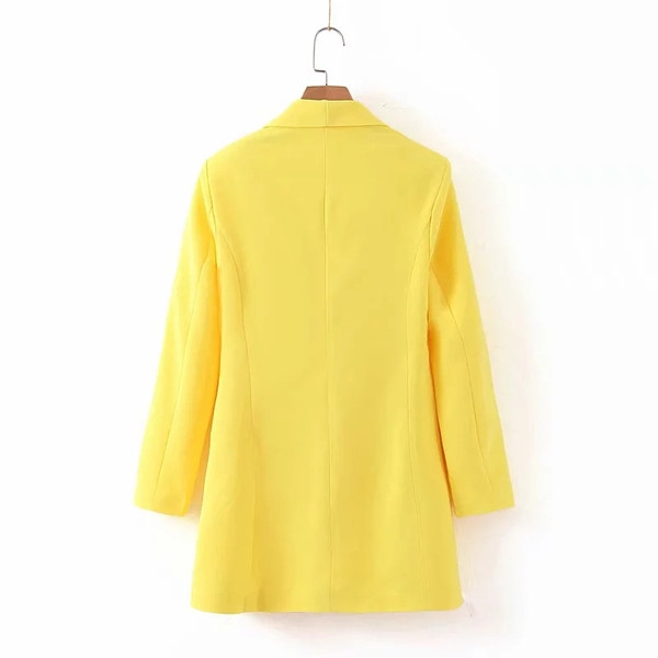 Geaca eleganta de dama cu inchidere dubla de culoare galbena