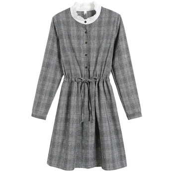 Alkalmi női ruha szürke színben, magas derékkal