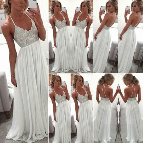 Rochie elegantă de damă, cu bretele subțiri, în culoarea albă