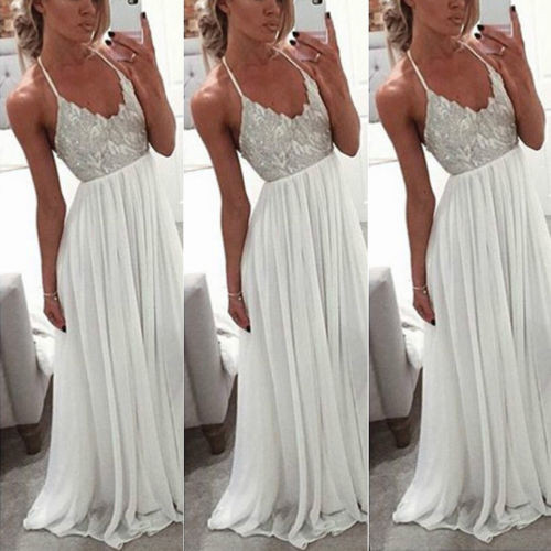 Rochie elegantă de damă, cu bretele subțiri, în culoarea albă