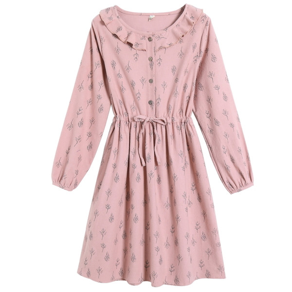 Alkalmi női ruha hosszú ujjú rózsaszín színben