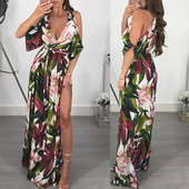 Rochie casual de dama cu decolteu adanc si umerii goi