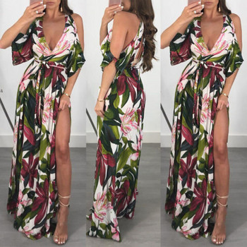 Rochie casual de dama cu decolteu adanc si umerii goi