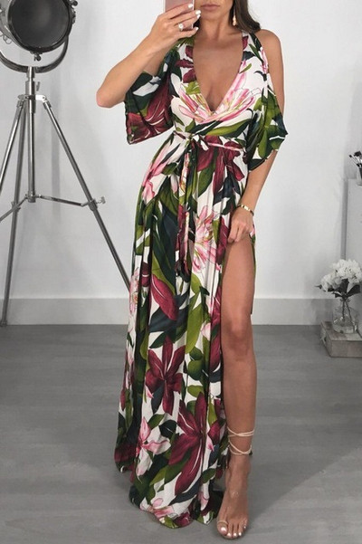 Rochie casual de dama cu decolteu adanc si umerii goi