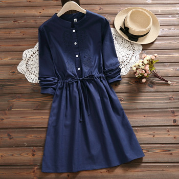 Rochie casual de dama in doua culori - bej si albastru