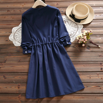 Rochie casual de dama in doua culori - bej si albastru