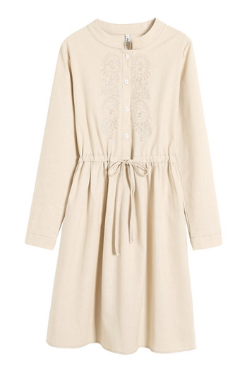 Rochie casual de dama in doua culori - bej si albastru