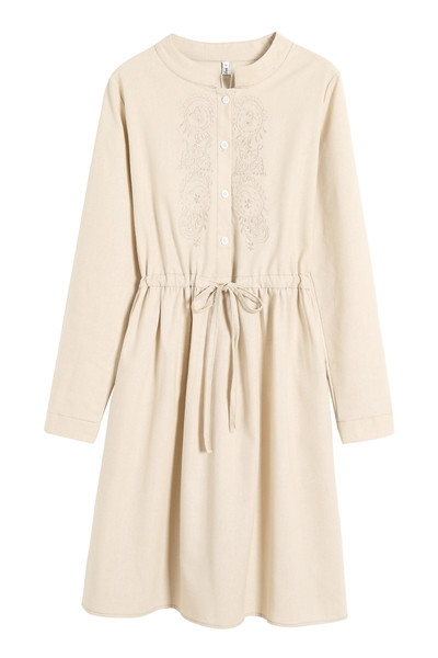 Rochie casual de dama in doua culori - bej si albastru