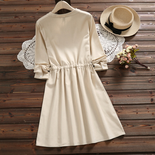 Rochie casual de dama in doua culori - bej si albastru