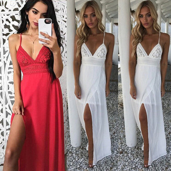 Modern női ruha vékony fehér és piros pántokkal