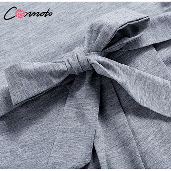 Alkalmi női ruha rövid ujjú, szürke O-nyakkal