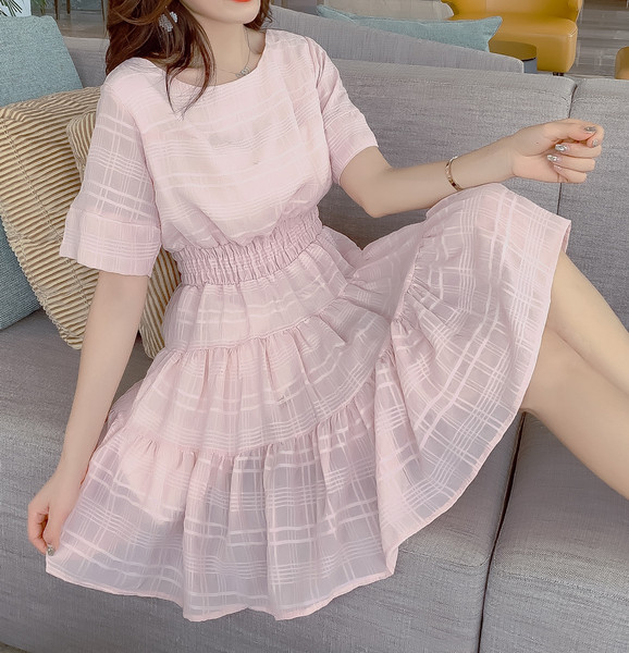 Modern női ruha gumírozott derékkal, két színben