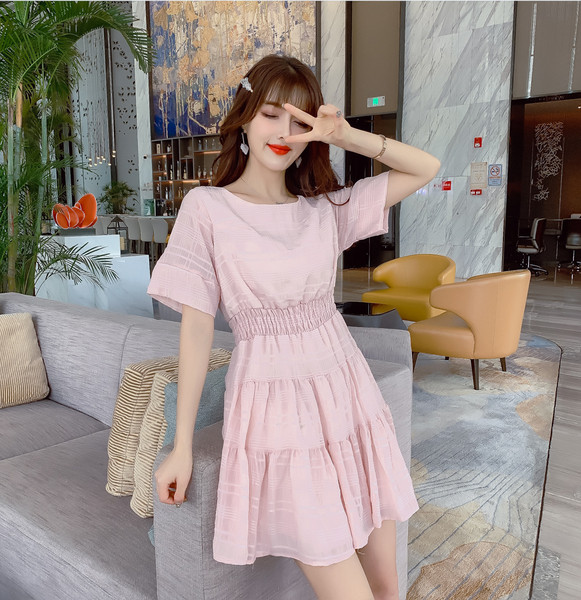 Modern női ruha gumírozott derékkal, két színben