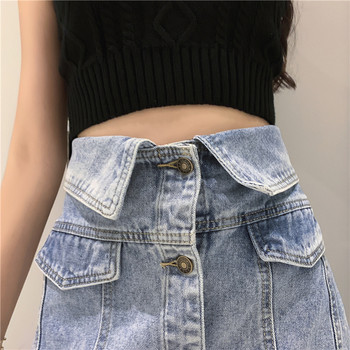 Fusta de damă din denim cu talie înaltă, cu mărimi până la 5XL