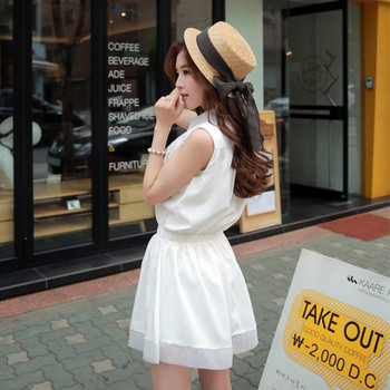 Rochie de dama moderna cu talie elastica in albastru si alb