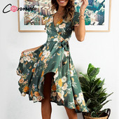 Rochie casual dama model asimetric cu cravate