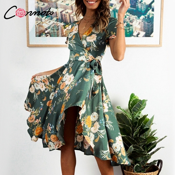 Rochie casual dama model asimetric cu cravate