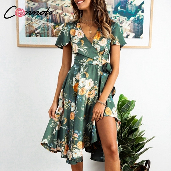 Rochie casual dama model asimetric cu cravate