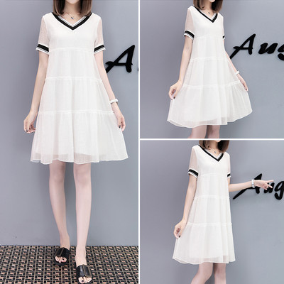 Rochie de dama moderna - model croiat in doua culori