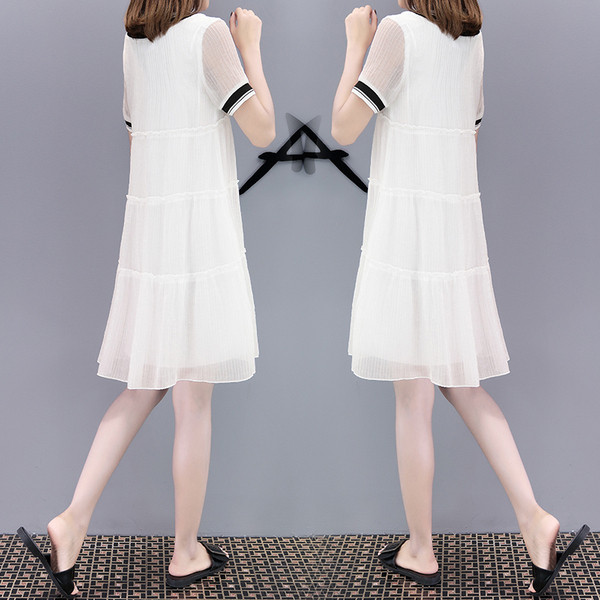 Rochie de dama moderna - model croiat in doua culori