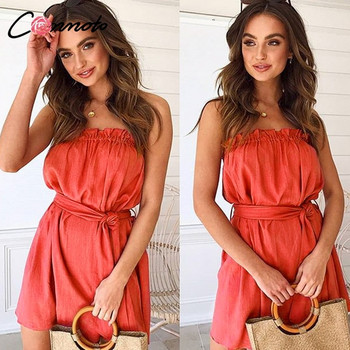 Rochie casual de dama cu umerii goi si cravate in doua culori