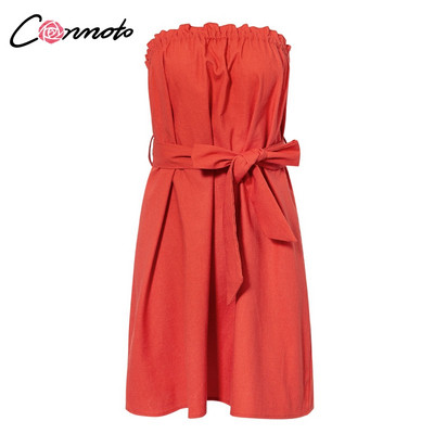 Rochie casual de dama cu umerii goi si cravate in doua culori