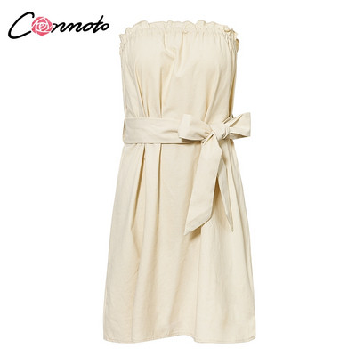 Rochie casual de dama cu umerii goi si cravate in doua culori