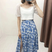 Modern női blúz tüll ujjú fehér színben