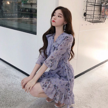 Rochie casual de dama cu model floral in mov