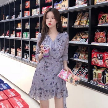 Rochie casual de dama cu model floral in mov