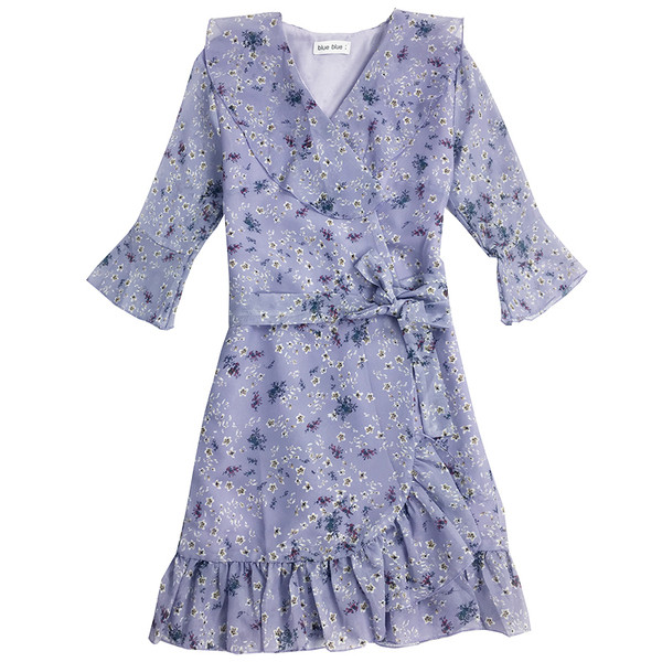 Rochie casual de dama cu model floral in mov