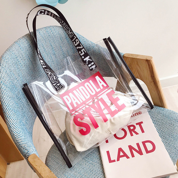 Geanta de dama moderna cu inscriptii in patru culori