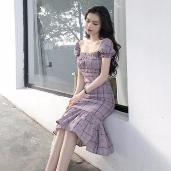 Rochie de dama de culoare violet cu maneci scurte