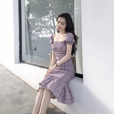 Rochie de dama de culoare violet cu maneci scurte