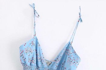 Rochie de dama eleganta model nou cu bretele subtiri in albastru