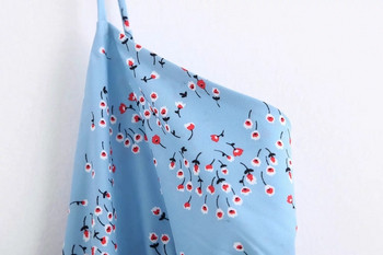 Rochie de dama eleganta model nou cu bretele subtiri in albastru