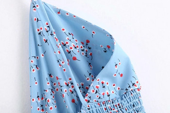 Rochie de dama eleganta model nou cu bretele subtiri in albastru