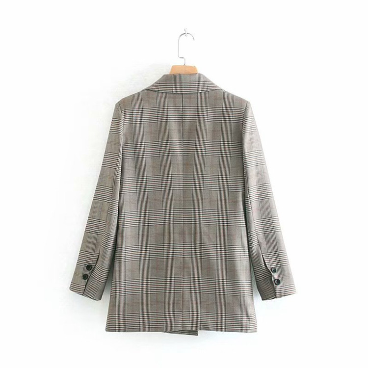 Geaca dama in carouri cu nasturi si maneci lungi