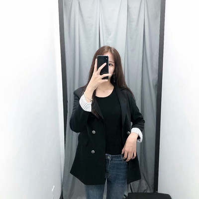 Дамско сако с дълъг ръкав в черен  цвят