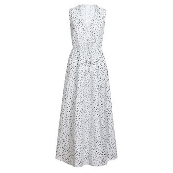 Alkalmi női hosszú ruha széles pántokkal, fehér színben