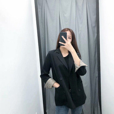 Дамско сако с копчета в черен цвят