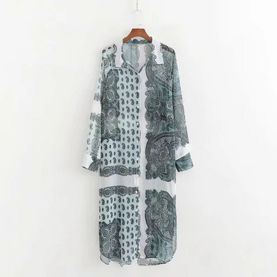 Cămașă de damă cu model colorat - model lung