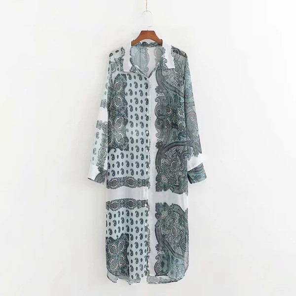 Cămașă de damă cu model colorat - model lung